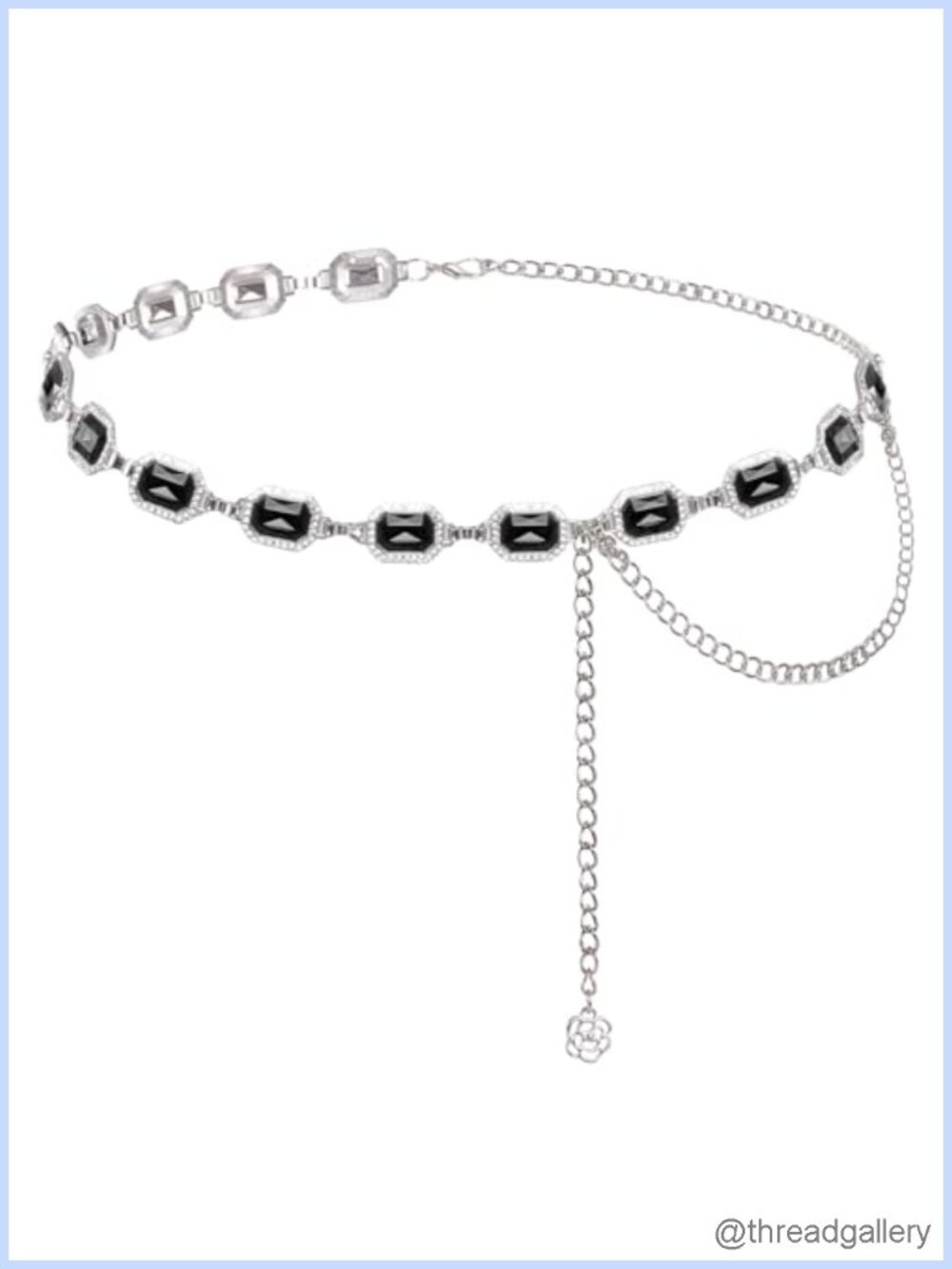 Western Chain Belt Metal Acrylic Rhinestone Adjustable Waist Chain for Dresses